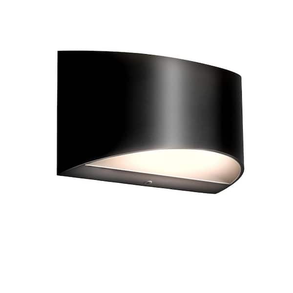 Briignite 8 in. 1-Light Black LED Wall Lamp Vanity Light Semi-Arc 5CCT, Adjustable 5 Color Temperatures 2000K~6000K for Corridor