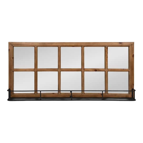 Small Rectangle Brown Shelves & Drawers Classic Mirror (18 in. H x 40 in. W)
