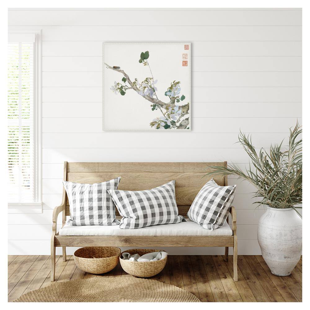 Ju Lian Insects and Flowers IV White Framed Canvas Art Print