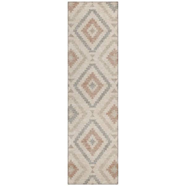 Chantille Machine Washable Indoor/Outdoor Abstract ACN3140 Ivory 2 ft. x 7 ft. Runner Rug