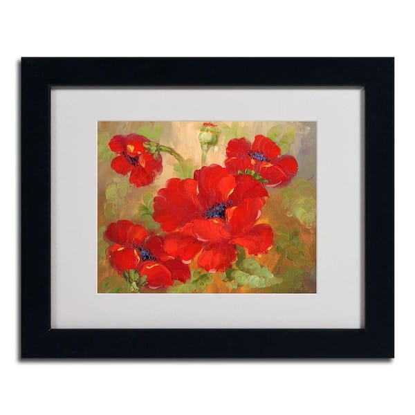 Trademark Fine Art 16 in. x 20 in. Black Poppies Framed Matted Art