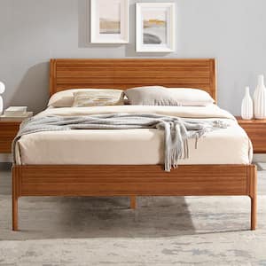 Hansen Brown Amber Wood Frame Queen Platform Bed