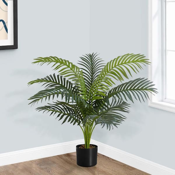 Unbranded 2.8 ft. Artificial Plant Palm Tree Indoor Faux Potted Tree Fake Tropical Plants with Realistic Leaves for Home Decor