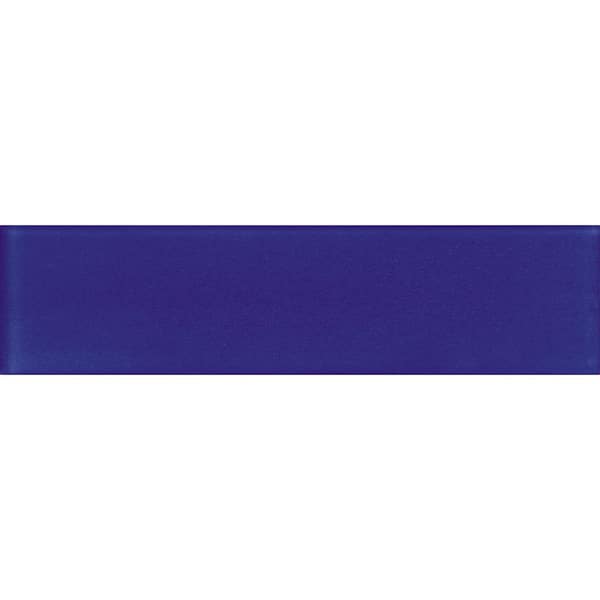 Blue 3-in. x 12-in. Matte Finished Glass Mosaic Floor and Wall Tile (5 Sq ft/case)