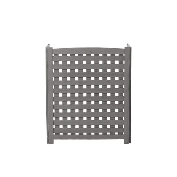 3-Panel Privacy Fence Screen Grey Mesh Fabric for Air Conditioner Fence-Square Grid