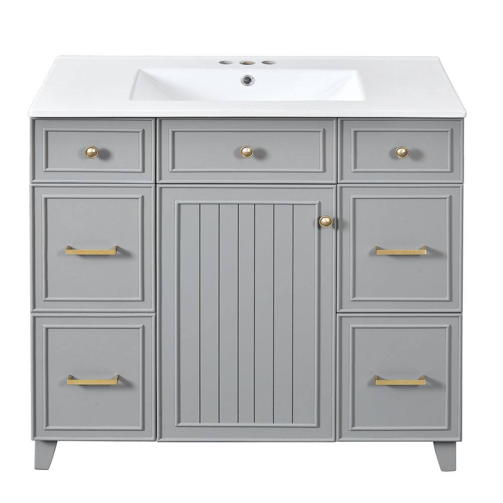36 in. Wood Bathroom Vanity, Ceramics sink Top Combo Set Gray, Single Sink, Shaker Cabinet with Soft Closing price history on PriceWatchPro