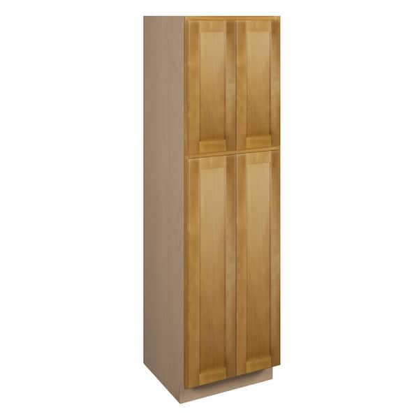 Aberdeen Recessed 24 in. W x 84 in. H x 24 in. D in Caramel Plywood Assembled Pantry Cabinet