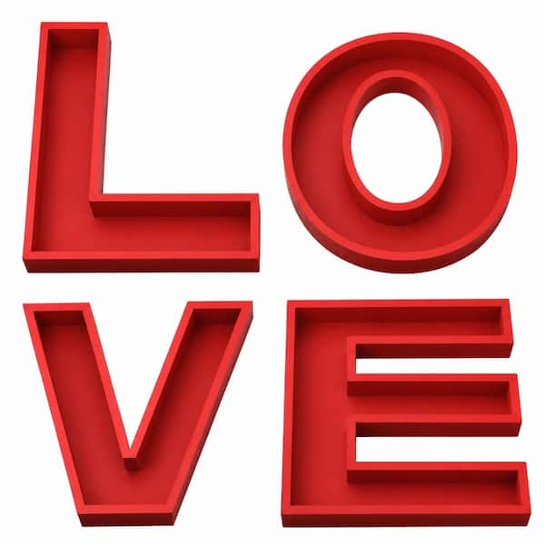 4-Piece Valentine Love Letters Charcuterie Serving Tray Set L-O-V-E Candy and Cookie Dishes for Party