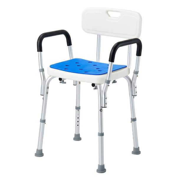 5.91 in. Free-standing Shower Bench Shower Chair Bath Stool Seat Height Adjustable for Bathtub Shower in Blue