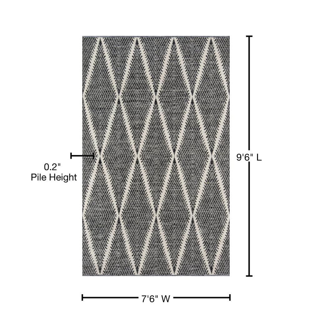 Handmade Black and Gray Diamond Geometric Rectangle Rug 6' x 9'