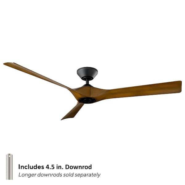 Torque 58 in. Smart Indoor Outdoor 3-Blade Ceiling Fan Matte Black Distressed Koa with Remote Control