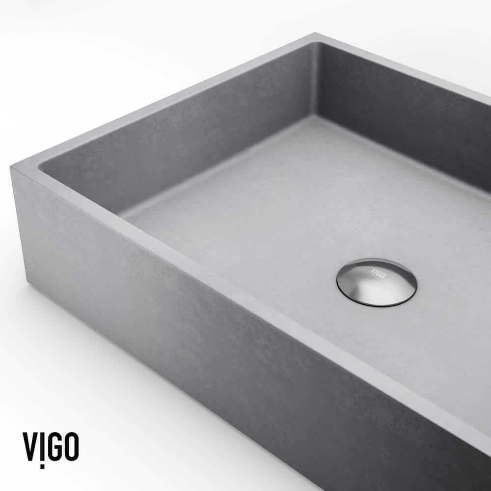 Eco-Friendly Gray Concrete Rectangular Vessel Bathroom Sink