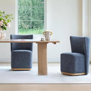 Lysandra Blue Fabric Modern Dining Chairs with Casters Base and Solid Wood Frame for Kitchen and Dining Room (Set of 2)