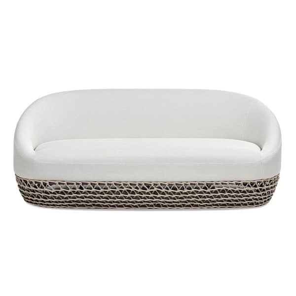 Jennifer Taylor Willow 71 in. Beige Axroma Aluminum Upholstered Woven Patio Outdoor Deep Seating Sofa Couch with Cushions