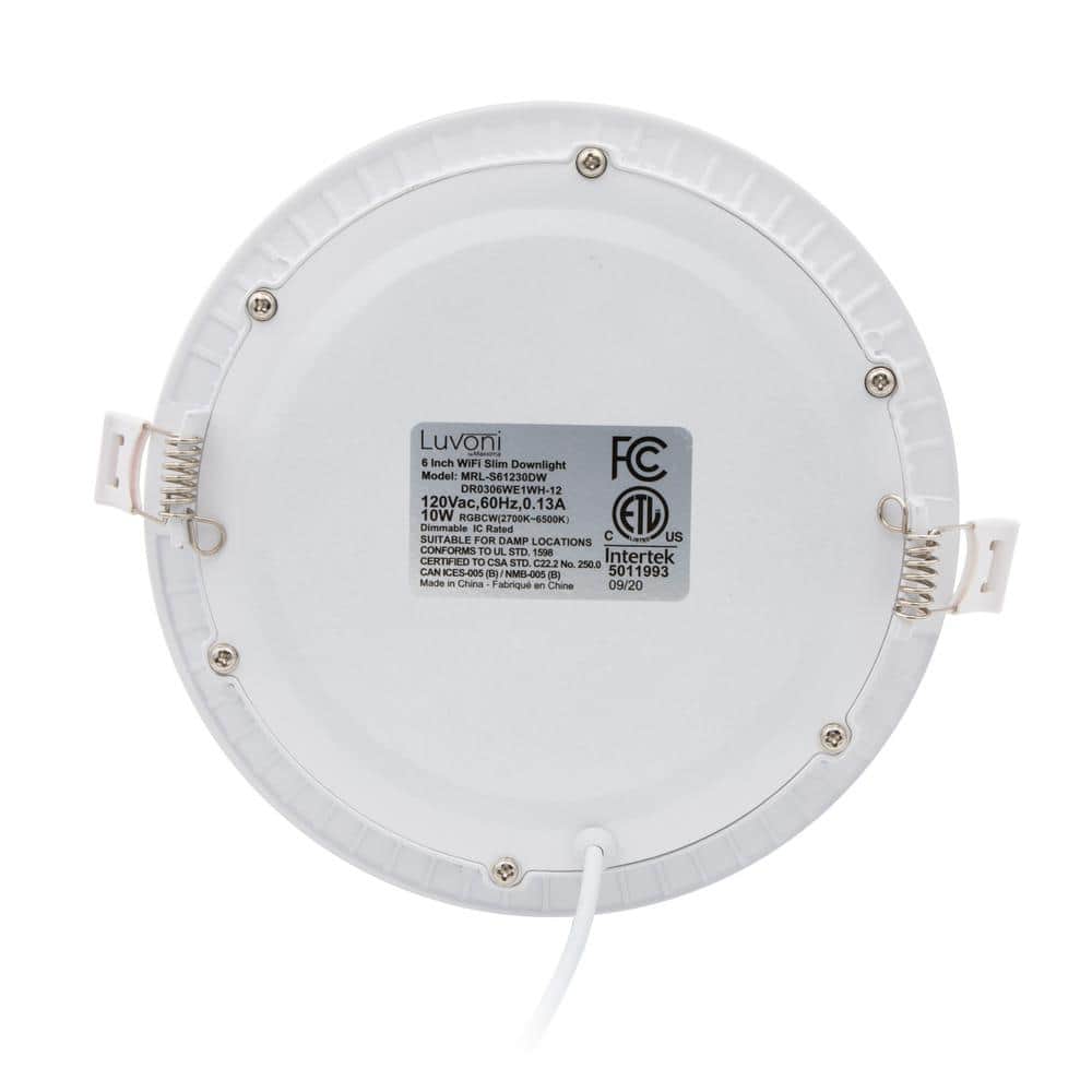 Luvoni 6-Inch White Aluminum Smart WiFi LED Downlight