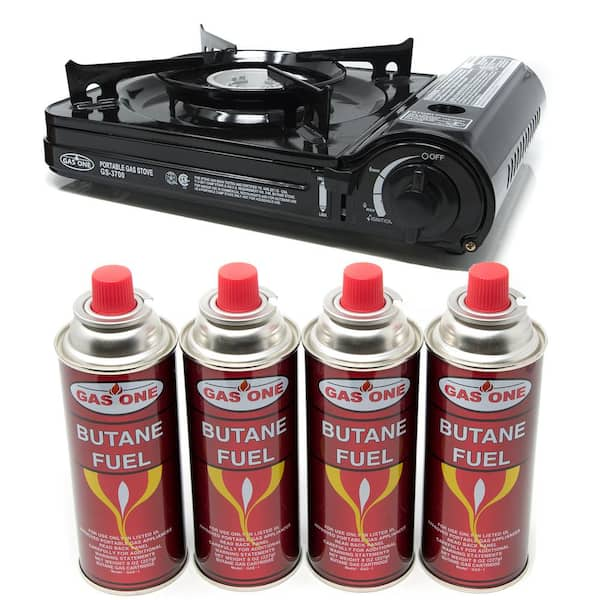 GASONE Camp Stove and Butane Fuel (4-Piece Bundle)