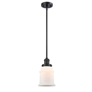 Canton 1-Light Matte Black Schoolhouse Pendant Light with Clear Glass Shade