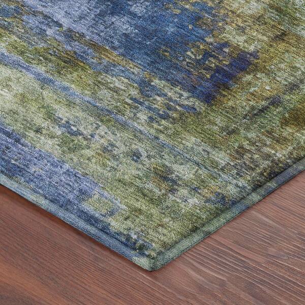 Mayfield Premium Machine Washable Abstract AMF2300 Green 10 ft. x 14 ft. Area Rug