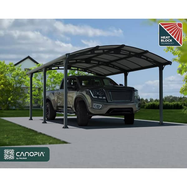 Arcadia 12 ft. x 17 ft. Gray/Gray Metal Carport
