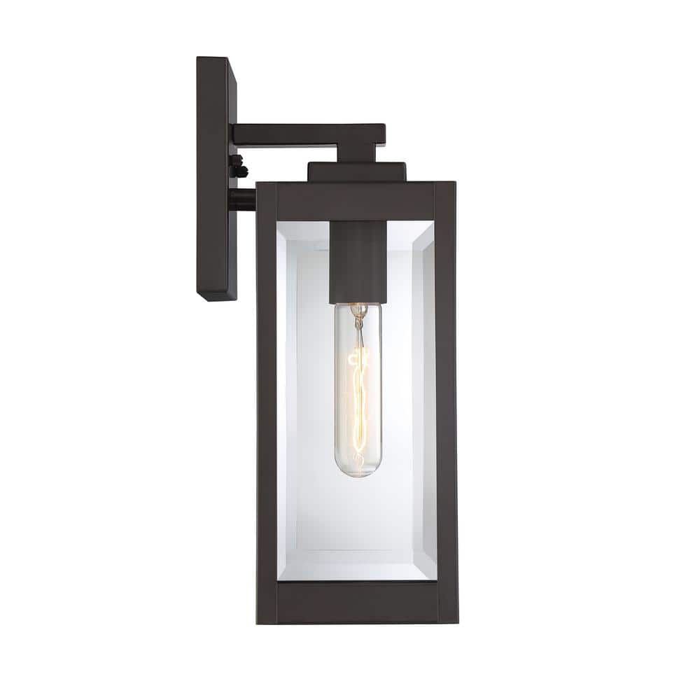 Elegant Bronze Outdoor Lantern with Clear Glass Panels - 14.25" Height