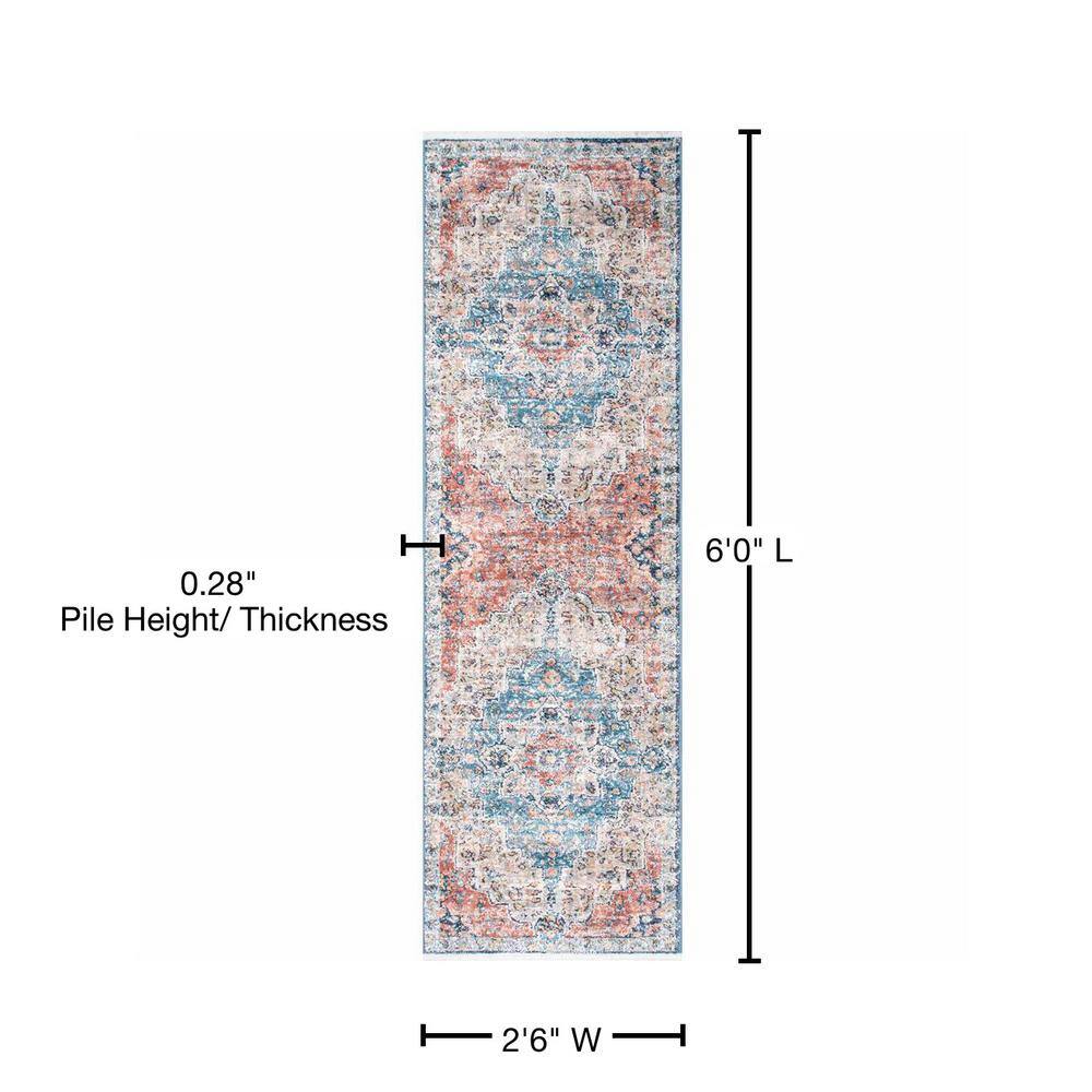 Sawyer Multicolor Vintage Transitional Synthetic Runner Rug