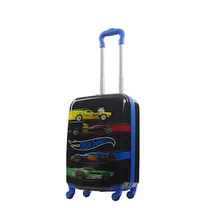 Mattel Hot Wheels 20.5 in. Hard side Kids Spinner Suitcase carry-on luggage Black/Grey