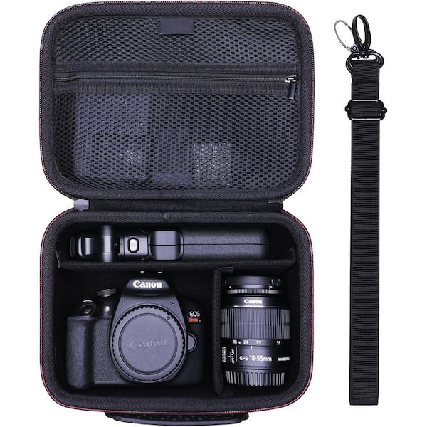 Lukyamzn Camera Case with Dividers and Shoulder Strap for Canon, Sony, Nikon DSLR Cameras and Lens, Black