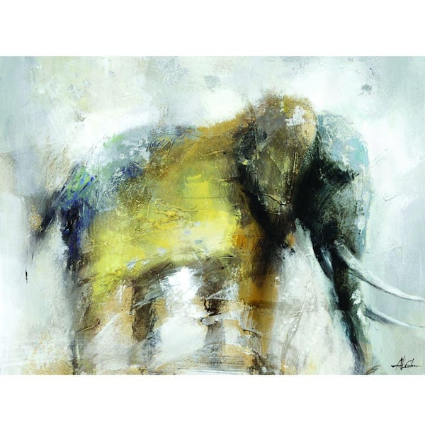 Yosemite Home Decor 36 in. H x 48 in. W "Lonely Elephant" Artwork in Synthetic Fabric Canvas Wall Art