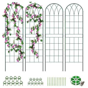 Green Garden Grid Trellis in Metal for Climbing Plants 60 in. x 16 in. for Folding Lawn Chair (4-Pack)
