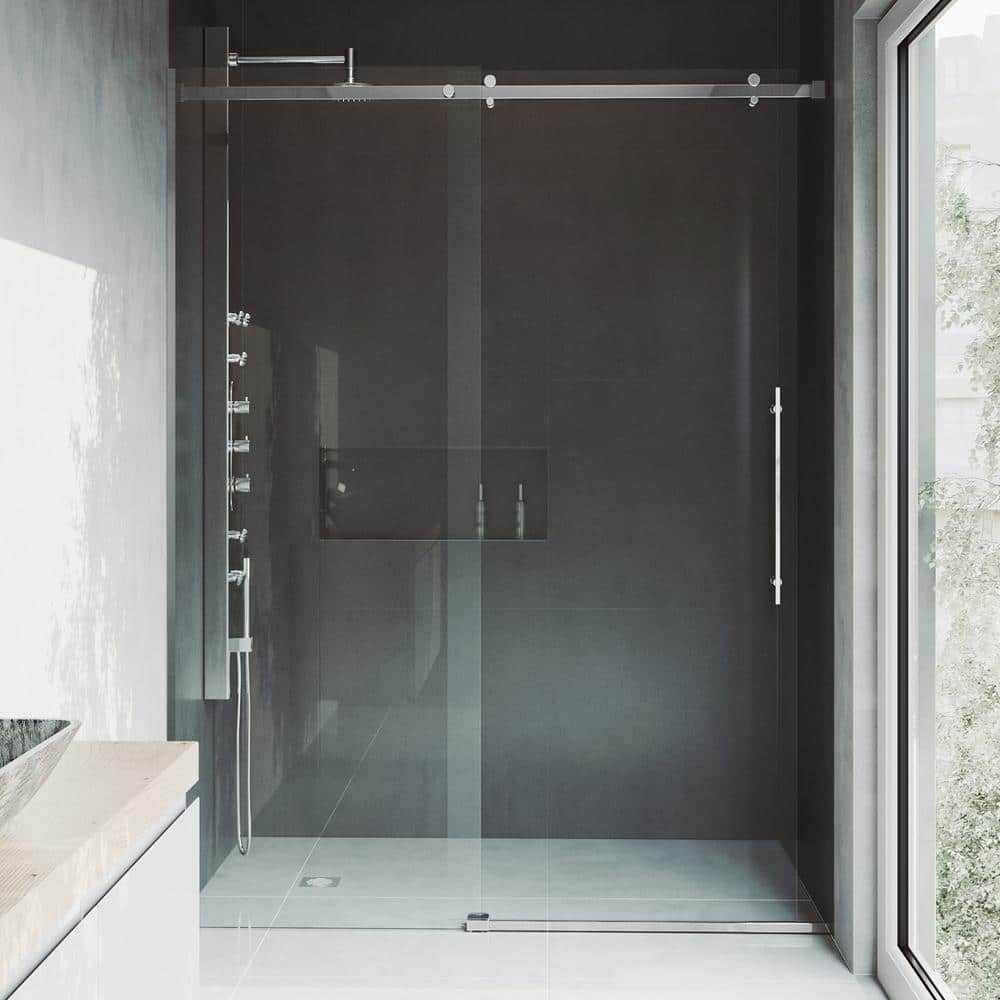 Luca 60" Frameless Sliding Shower Door with Clear Tempered Glass