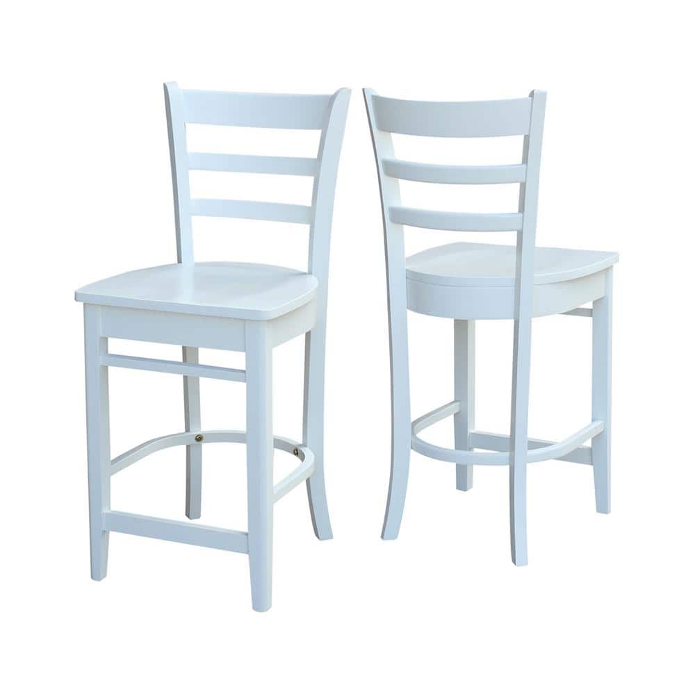 Emily Solid Wood White Counter Height Barstool 41"