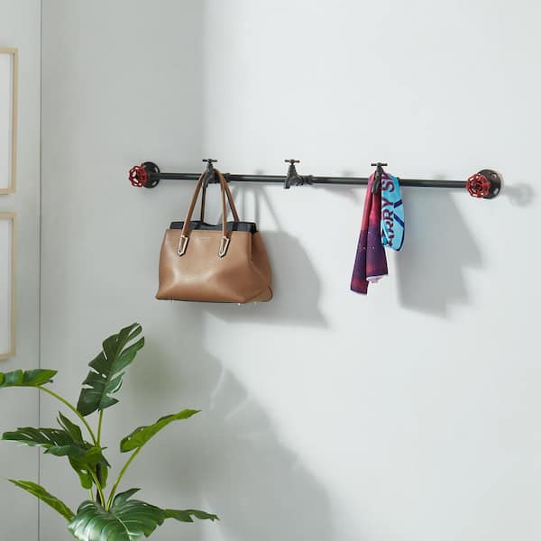 Wilbur Sand Black Floating Coat Rack With Faucet & Valve Hooks
