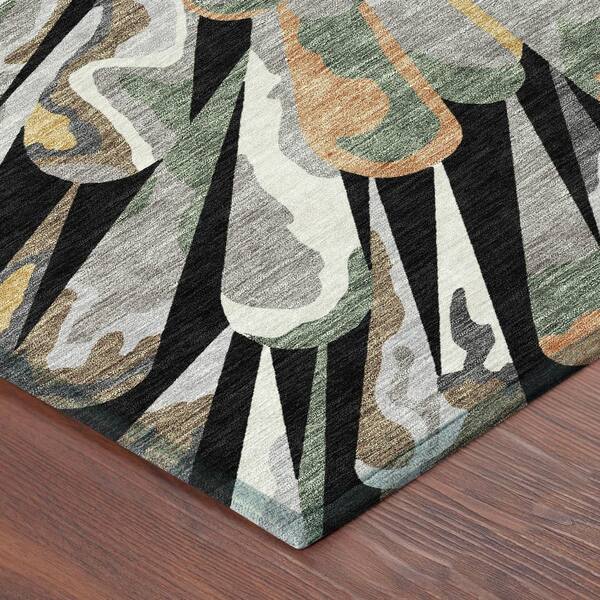 Chantille Machine Washable Indoor/Outdoor Abstract ACN2838 Black 2 ft. x 3 ft. Accent Rug