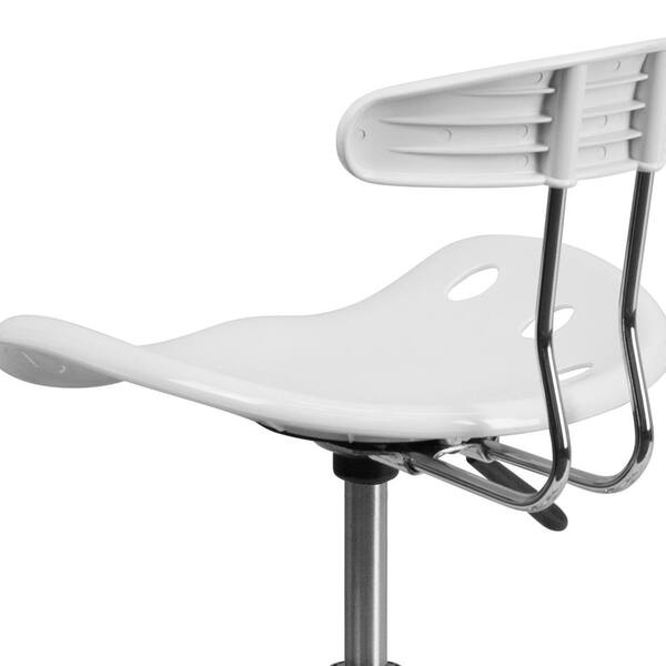 Flash Furniture Vibrant White and Chrome Task Chair with Tractor Seat 