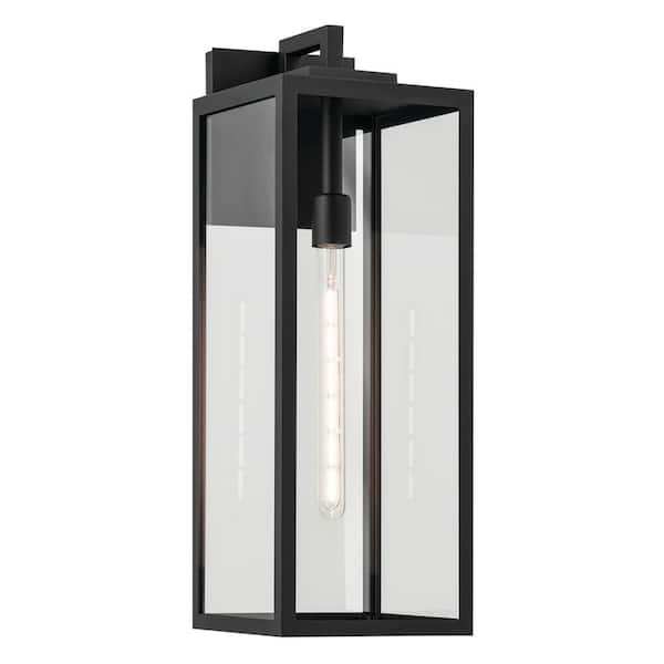 KICHLER Branner 24 in. 1-Light Textured Black Traditional Outdoor Hardwired Wall Lantern Sconce with No Bulbs Included (1-Pack)