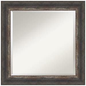 Medium Square Bark Rustic Char Beveled Glass Casual Mirror (25.25 in. H x 25.25 in. W)