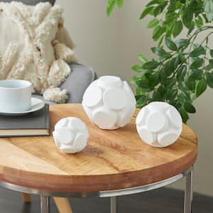 White Resin Textured Orbs and Vase Filler with 3D Domes (3- Pack)