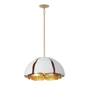 Brewster 26 in. W x 14.5 in. H 5-Light Cavalier Gold with Royal White Pendant