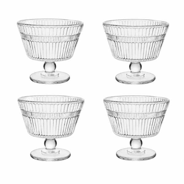 Vintage Glass Dessert Bowls 9 fl. oz. Clear Glass Sundae Cups Set of 4 Dessert Sets 3.93 x 3.54 x 3.54