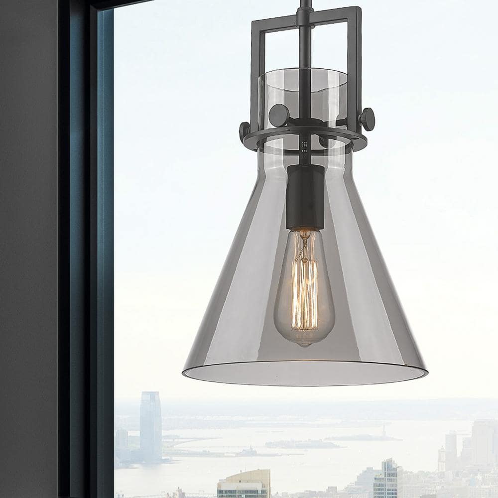 Matte Black and Smoke Glass Mini Pendant Light