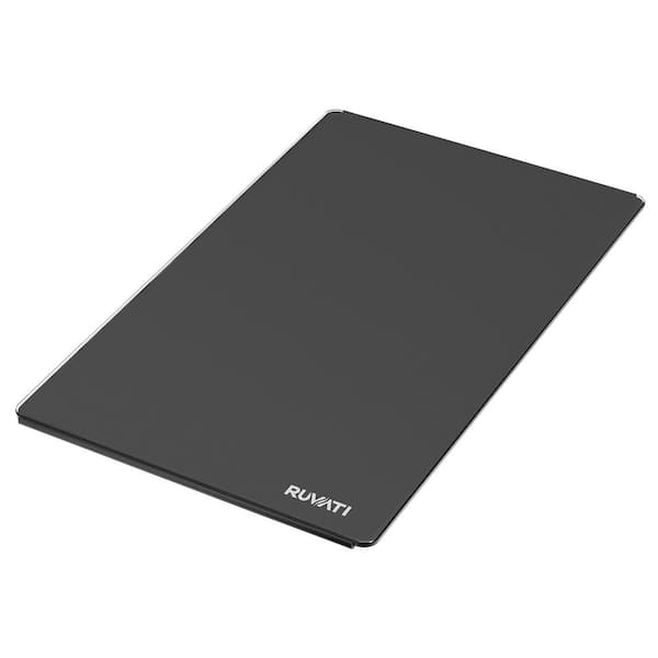 LedgeFit 17 in. x 11 in. Black Tempered Glass Cutting Board for Workstation Sinks