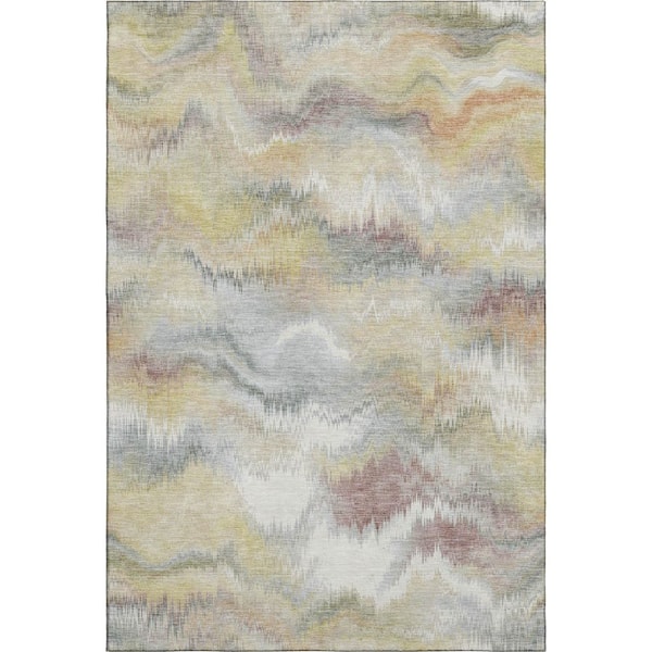Mayfield Premium Machine Washable Abstract AMF2258 Beige 10 ft. x 14 ft. Area Rug