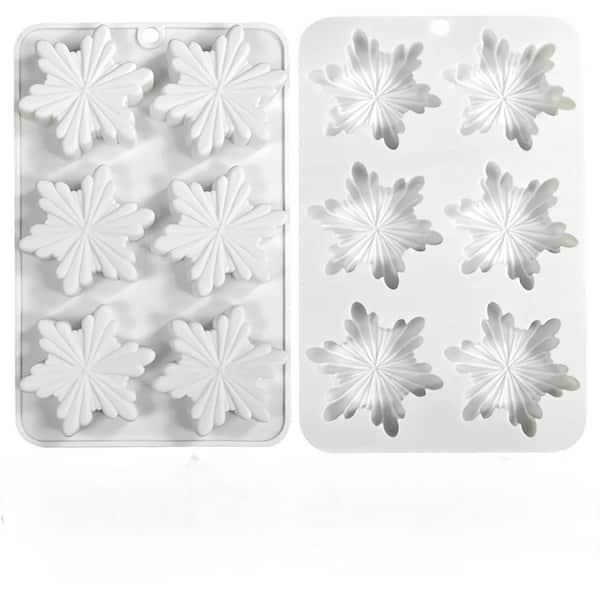 2-Piece Snowflake Silicone Molds for Christmas Chocolates, Candy, Muffins, Candle, Cake Decoration