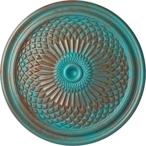 22 in. x 1-3/4 in. Trinity Urethane Ceiling Medallion (Fits Canopies upto 3 in.), Copper Green Patina