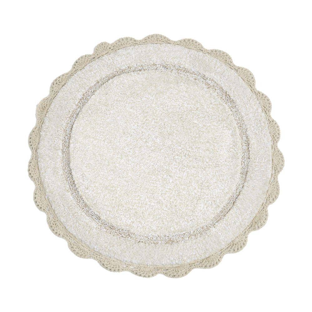Laura Ashley Eloise Crochet Border 26in. Beige Solid Cotton Round