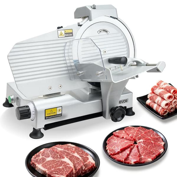 Commercial Meat Slicer, 10 in. Silver Electric Slicer Machine, 320W Food-Slicer with SUS420 Blade, 0-0.4 in. Thickness