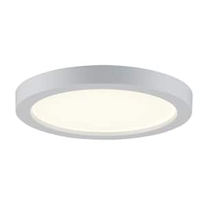 7 in. White Integrated LED Miniature Disk Flush Mount Ceiling Light Fixture with Frosted Glass Shade