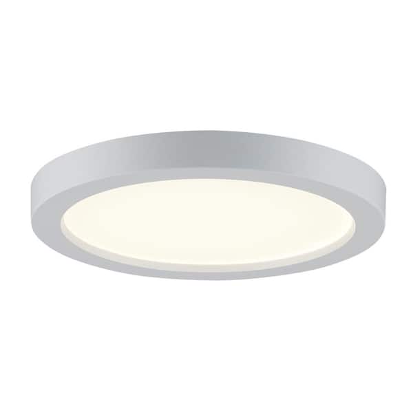 7 in. White Integrated LED Miniature Disk Flush Mount Ceiling Light Fixture with Frosted Glass Shade