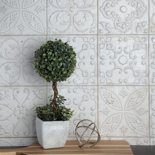 Merola Tile Aevum Ornato White 7-7/8 in. x 7-7/8 in. Ceramic Wall