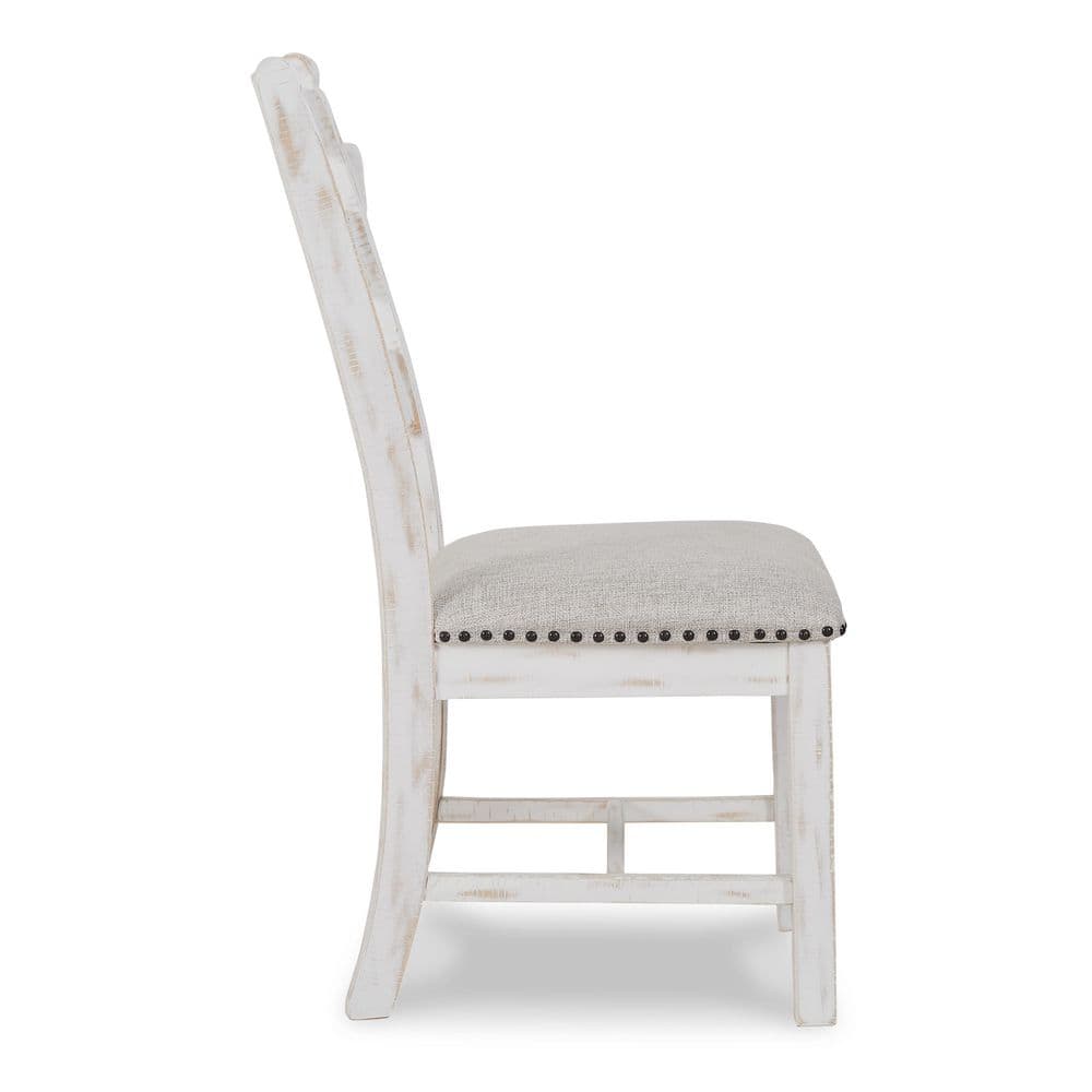 Valebeck White Polyester with Cushion and Nailhead Trim Side Chair Set of 2